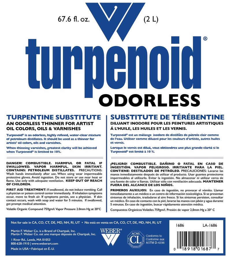 Weber ويبر تيربينويد عديم الرائحة، مخفف ومنظف للألوان، 2 لتر (67.6 أونصة سائلة) زجاجة - Image 2