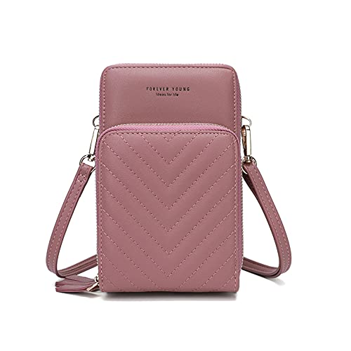 My Friday myfriday Small Crossbody Cell Phone Bag for Women, Mini Over Shoulder Handbag Purse with Credit Card Slots (C-Pink) - Image 1