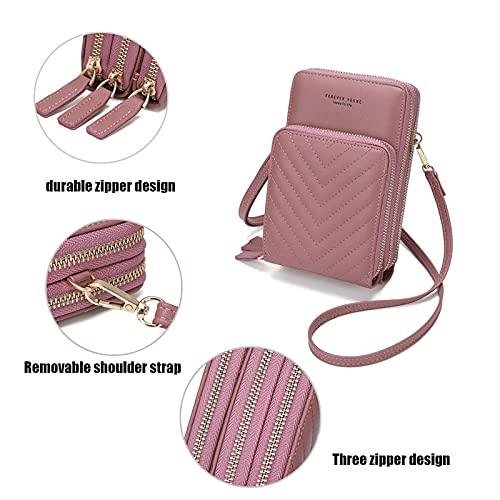 My Friday myfriday Small Crossbody Cell Phone Bag for Women, Mini Over Shoulder Handbag Purse with Credit Card Slots (C-Pink) - Image 5