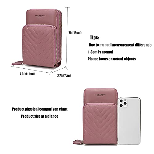 My Friday myfriday Small Crossbody Cell Phone Bag for Women, Mini Over Shoulder Handbag Purse with Credit Card Slots (C-Pink) - Image 3