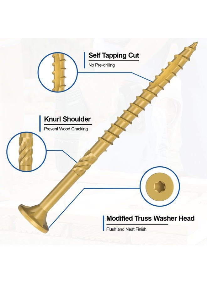FMhotu #10 x3 Inch Deck Screws, 316Pcs Star Drive Wood Screws, Rust Resistant Timber Screws for Timber/Log/Landscaping Wood, T25 Star Bit Included, Yellow - Image 3