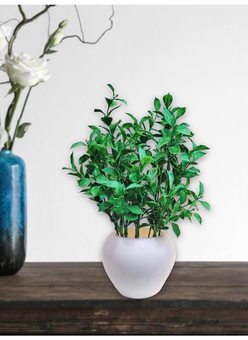 ARTSY ARTSY Artificial Plants with Pot for Home Decor Leaves Plants for Potvase HomeOffice Decor Gift Craft Artificial Flowers with Pot Combo Pack of 1 Piece 35 cm Height Green Mix  - Image 1