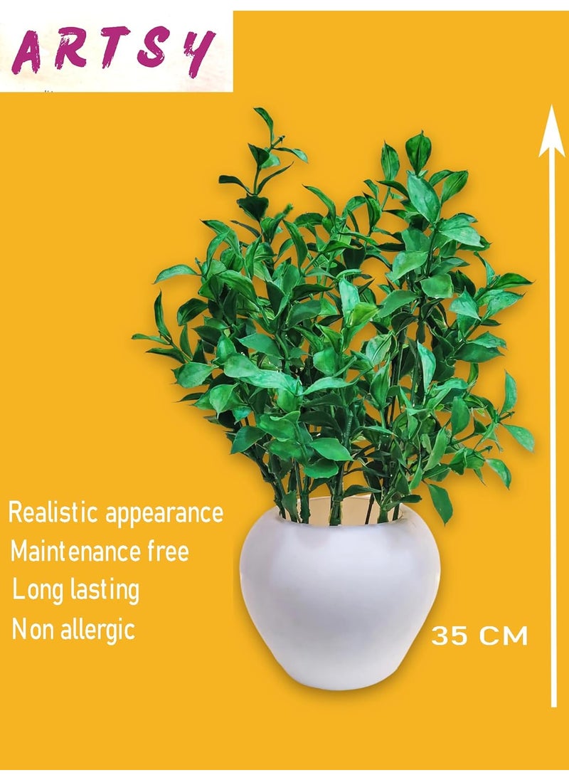 ARTSY ARTSY Artificial Plants with Pot for Home Decor Leaves Plants for Potvase HomeOffice Decor Gift Craft Artificial Flowers with Pot Combo Pack of 1 Piece 35 cm Height Green Mix  - Image 5