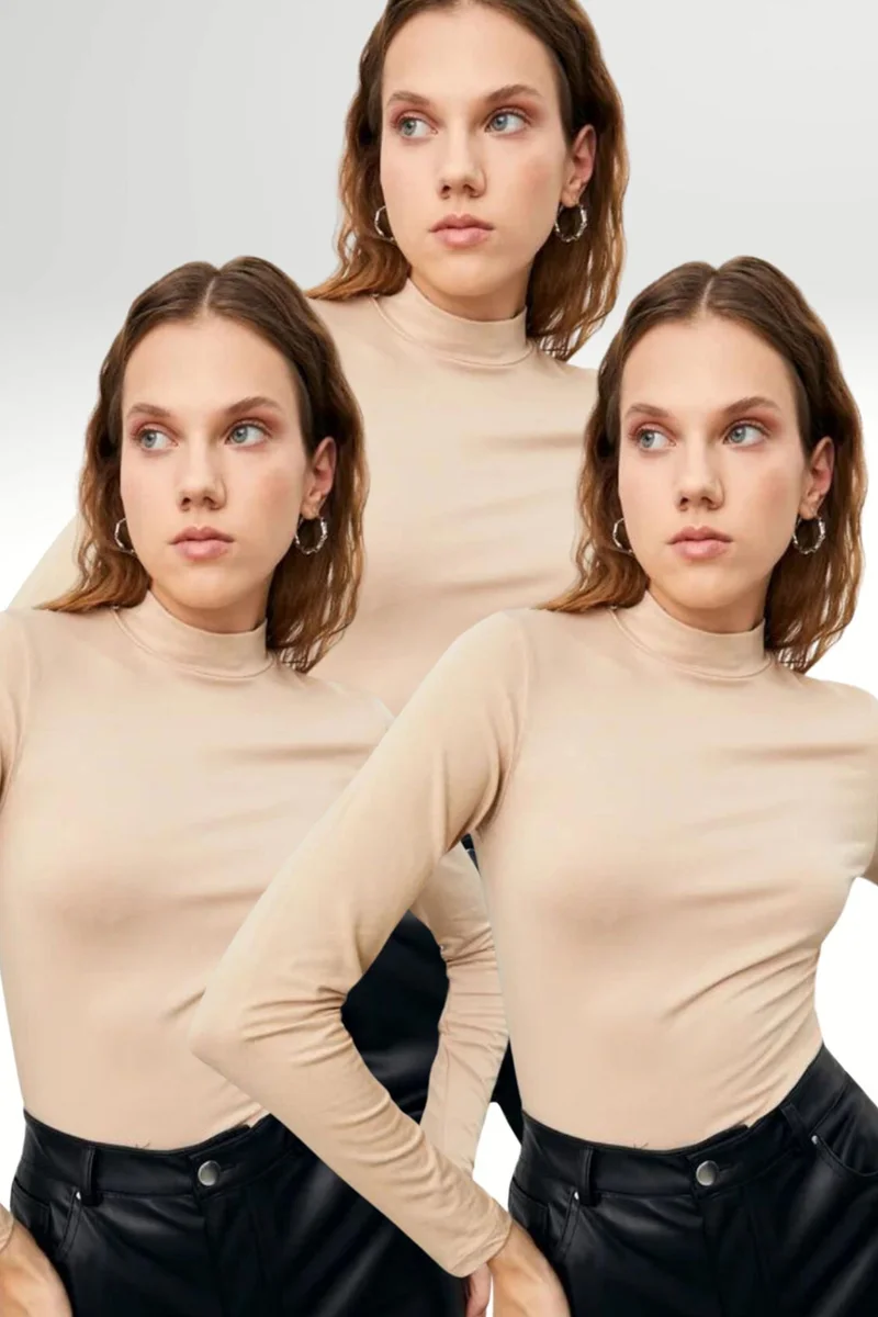 Bipantolon BIPANTOLON Women's 3-Pack Slim Fit Turtleneck Bodysuits