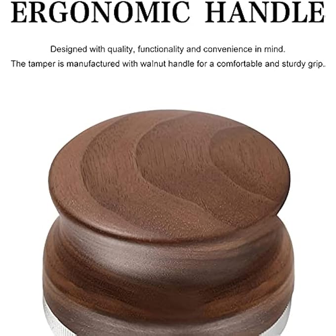 كاست ويف موزع قهوة إسبريسو 58 مم، أداة تسوية قهوة قابلة للتعديل الارتفاع مع قاعدة من الفولاذ المقاوم للصدأ بثلاث زوايا، مقبض من خشب الجوز، مناسب لمرشح القهوة Breville مقاس 54 مم - Image 2