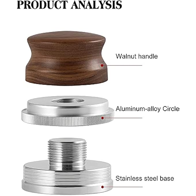 كاست ويف موزع قهوة إسبريسو 58 مم، أداة تسوية قهوة قابلة للتعديل الارتفاع مع قاعدة من الفولاذ المقاوم للصدأ بثلاث زوايا، مقبض من خشب الجوز، مناسب لمرشح القهوة Breville مقاس 54 مم - Image 5