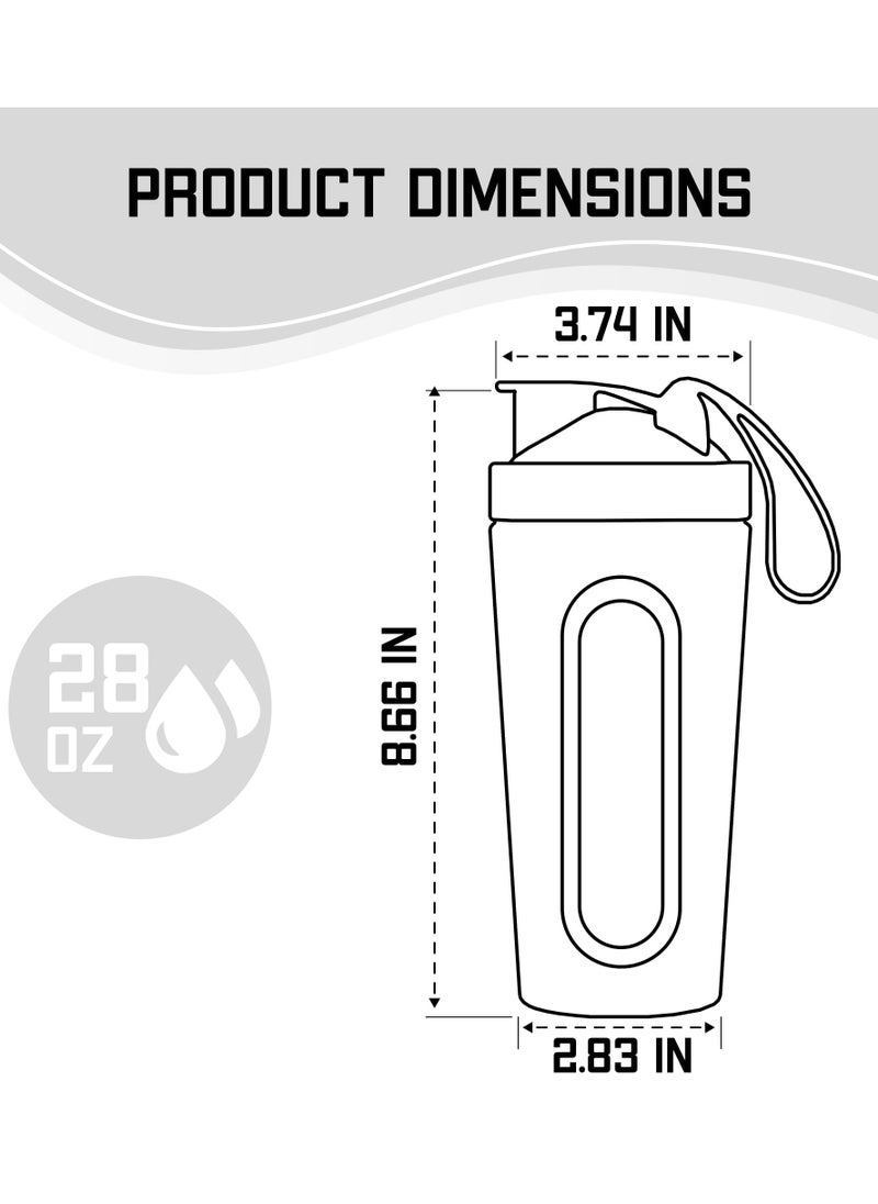 CMGTYYD - 28 Oz Visible Window Stainless Steel Protein Shaker Bottle with Shaker Ball (Red) - Image 1