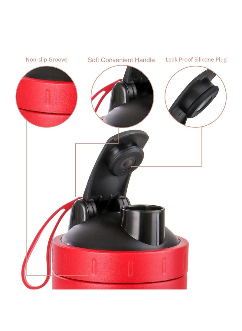 CMGTYYD - 28 Oz Visible Window Stainless Steel Protein Shaker Bottle with Shaker Ball (Red) - Image 1