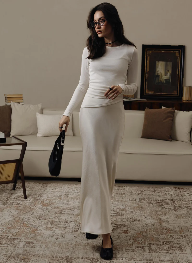 Lichi Floor-length maxi skirt in textured fabric