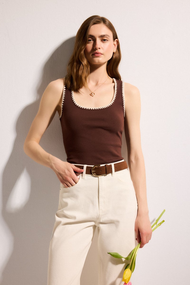 DeFacto Brown Woman Slim Fit Ribana Round Collar Tank Top Casual - Image 3