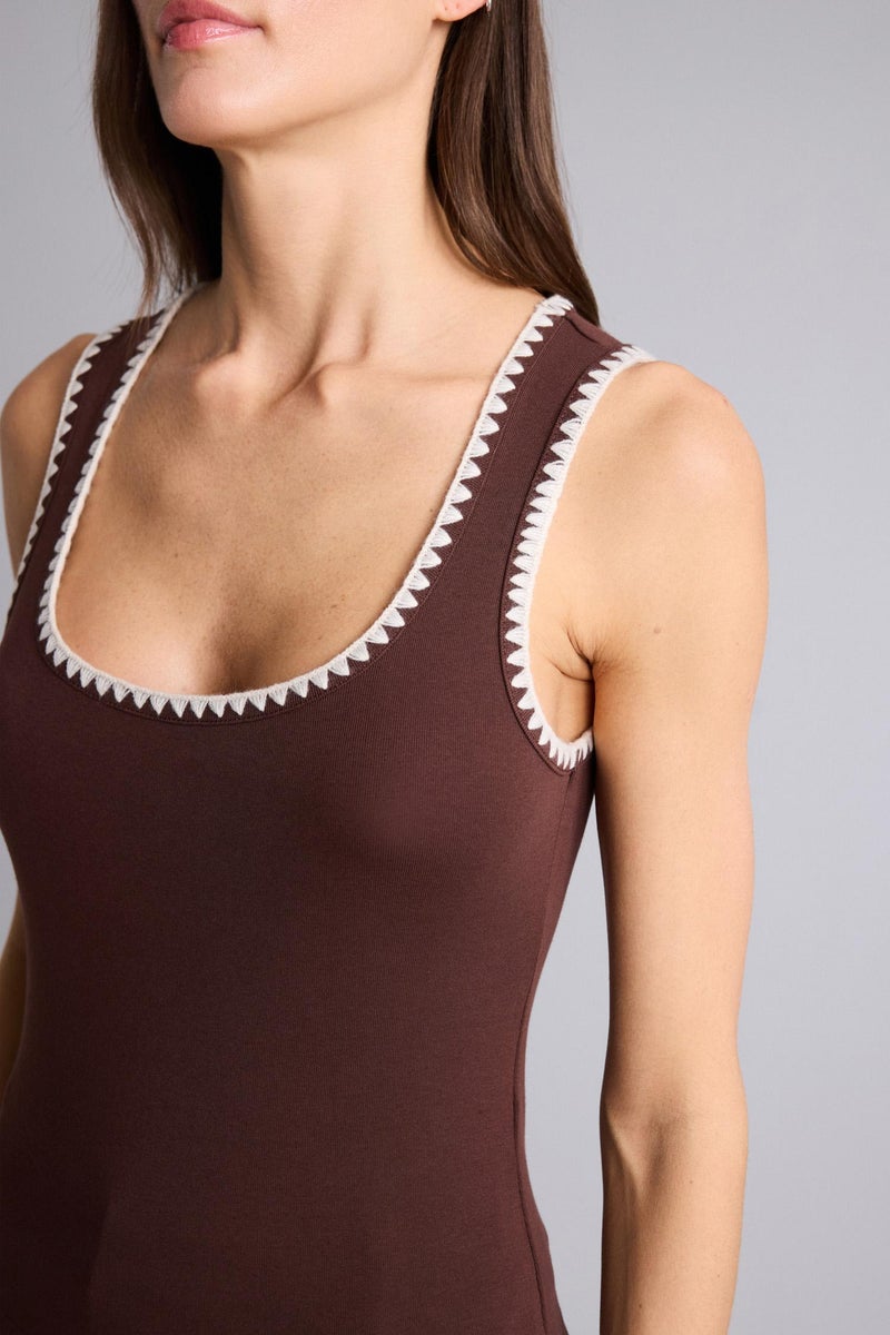 DeFacto Brown Woman Slim Fit Ribana Round Collar Tank Top Casual - Image 5