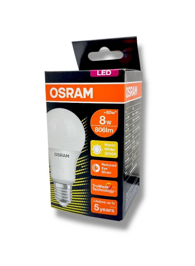 OSRAM LED Bulb 100% Original  8W, Warm White 3000K, 806 Lumen Output - Image 3