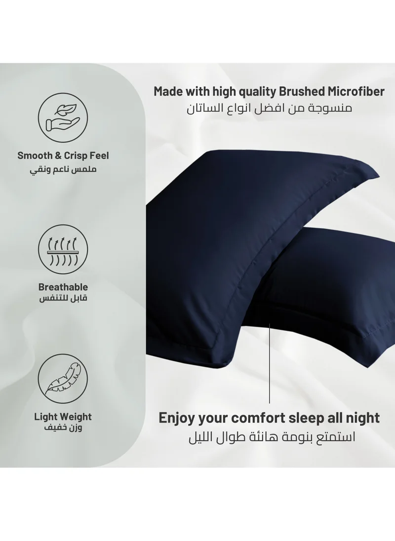 Donetella Microfiber Pillowcases 2-Pcs Soft Pillow Cover (50 x 75 CM) With Envelope Closure (Without Pillow Insert),Navy