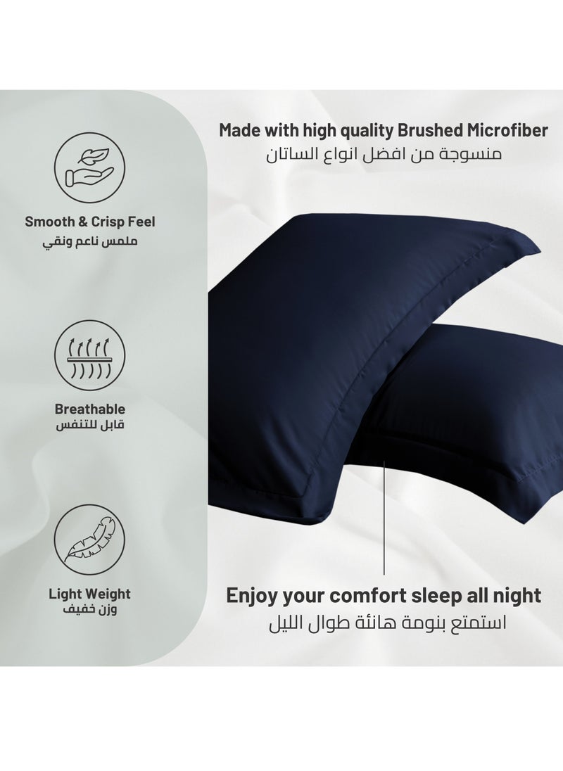Donetella - Microfiber Pillowcases 2-Pcs Soft Pillow Cover (50 x 75 CM) With Envelope Closure (Without Pillow Insert),Navy - Image 1