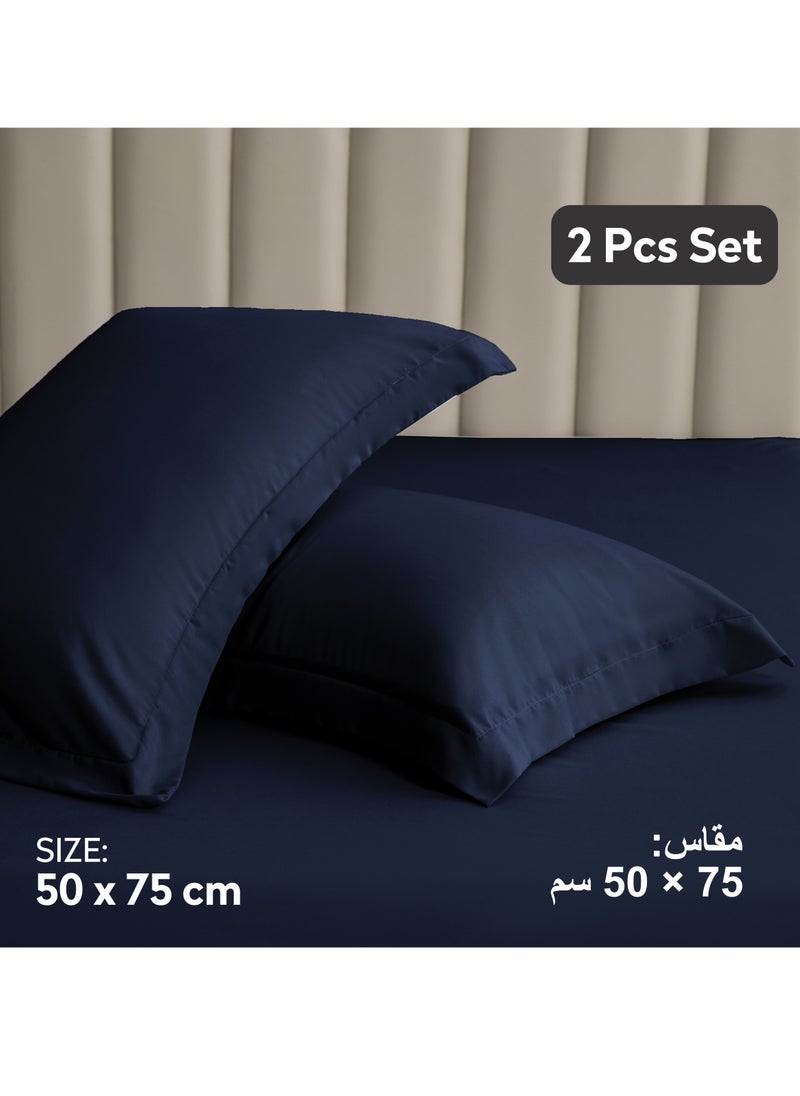 Donetella - Microfiber Pillowcases 2-Pcs Soft Pillow Cover (50 x 75 CM) With Envelope Closure (Without Pillow Insert),Navy - Image 1