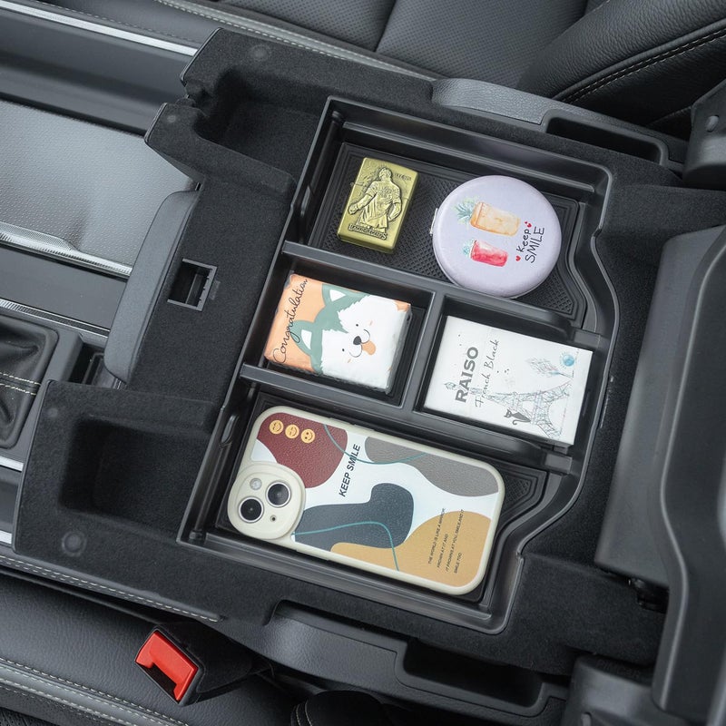 PIMCAR Compatible with 2019-2024 2025 2026 Dodge RAM 1500 2500 3500 Center Console Organizer ABS Plastic Material Interior Accessories Armrest Box Insert Tray (Black Trim) - Image 3