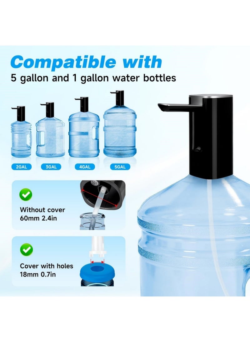 saykfoe Electric Water Bottle Pump, 5-Gallon Water Bottle Dispenser with Display, Portable Electric Drinking Water Pump, Universal Automatic Water Pump, for Home Camping, 1200mah USB Charging (Black) - Image 4