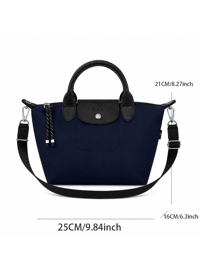 Longchamp Energy Series Medium Tote Bag with Shoulder Strap, Navy Blue - Image 3