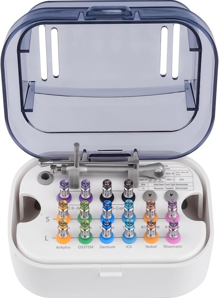 Dental Implant Screwdriver, Colored Torque Wrench Ratchet 10-70NCM with 16 Pieces Screwdriver Universal Restoration Tool Kit, Autoclavable - Image 1