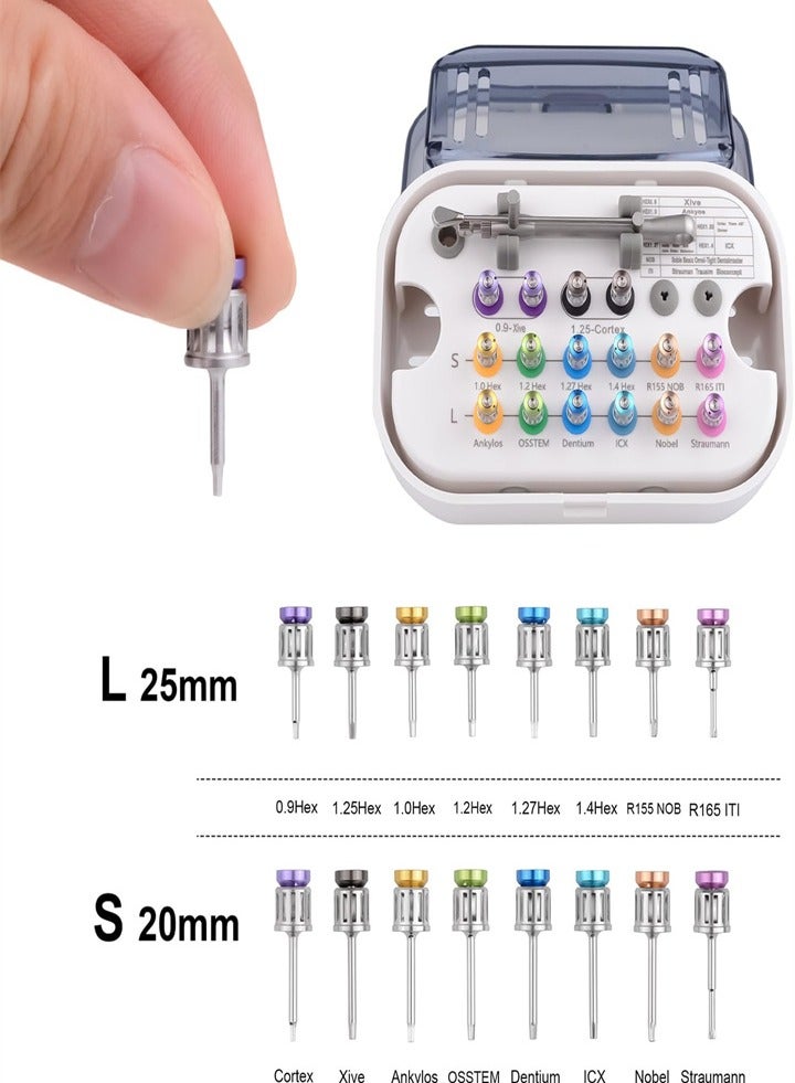 Dental Implant Screwdriver, Colored Torque Wrench Ratchet 10-70NCM with 16 Pieces Screwdriver Universal Restoration Tool Kit, Autoclavable - Image 2