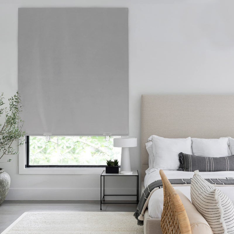 LazBlinds 100% Blackout Door Curtain, No Tools No Drill Cordless Blinds for Windows, Thermal Insulated UV Protection Privacy Window Curtains for French Door Front Door(26''W x 68''H, Grey, 1 Panel) - Image 5