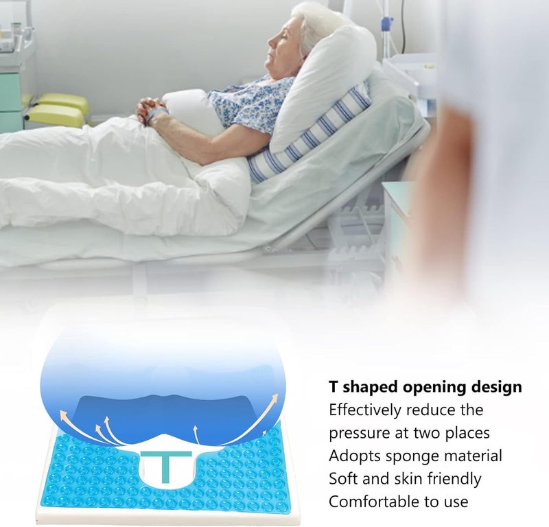 Excefore Anti-Bedsore Cushion, Memory Foam & Gel Seat Cushion with T-Shaped Opening, Triangular Slope Design for Tailbone & Sciatica Pain Relief, Anti-Slip, for Wheelchair, Office & Home Use - Image 4