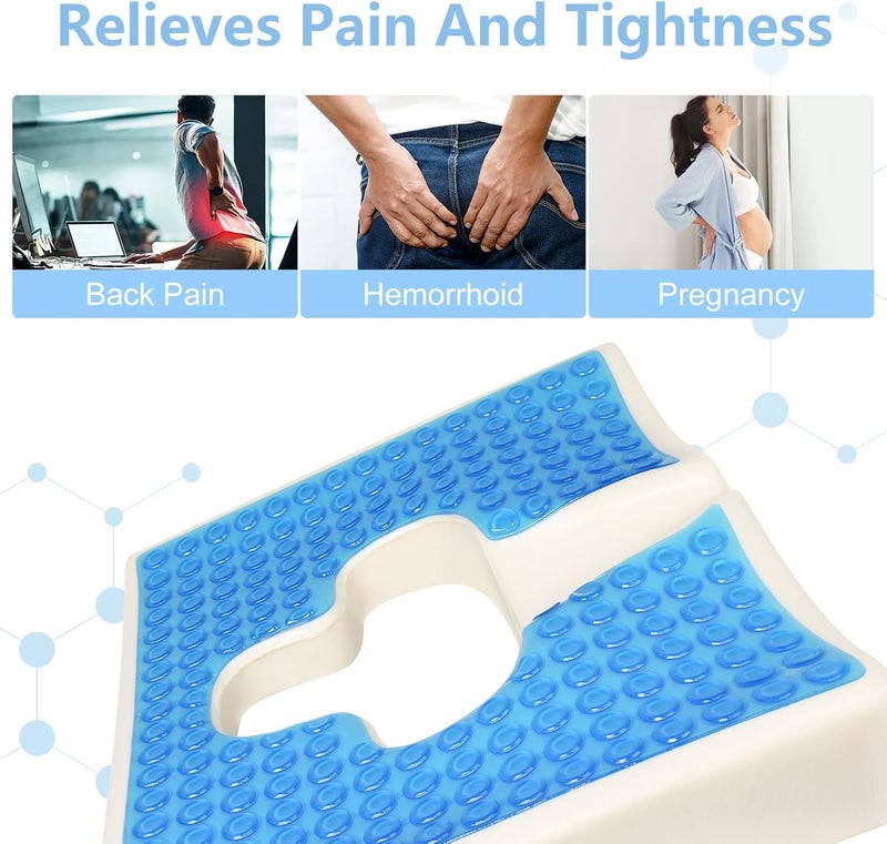 Excefore Anti-Bedsore Cushion, Memory Foam & Gel Seat Cushion with T-Shaped Opening, Triangular Slope Design for Tailbone & Sciatica Pain Relief, Anti-Slip, for Wheelchair, Office & Home Use - Image 3