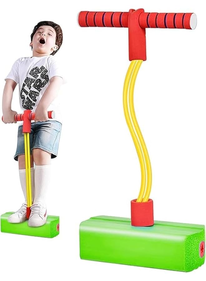 إي سي في في قفزة بوجو من الفوم للأطفال الصغار، عصي بوجو للتدريب مع أصوات صرير، لعبة نطاطة للأولاد والبنات، سعة 250 رطلاً (أخضر)