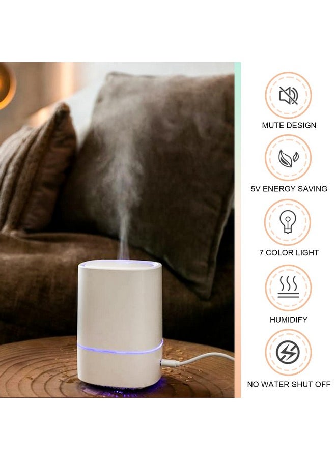 FUSMLI Essential Oil Diffusers For Home With Usb Cord 150Ml Aroma Humidifier For Office Water Shortage Protection 7 Color Led Lights White Scent Mist Dorm Room Essentials Aromatherapy Ultrasonic  - Image 4
