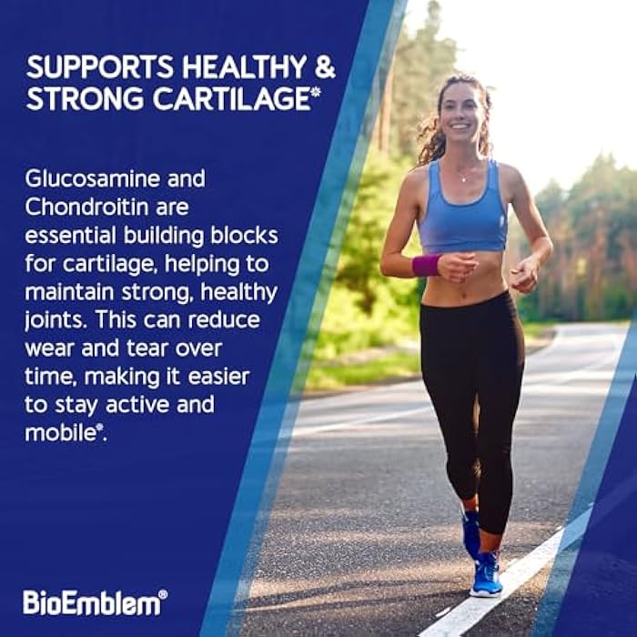 BioEmblem Glucosamine Sulfate 1500mg with Chondroitin & MSM, Joint Support Supplement with Boswellia, Turmeric & Hyaluronic Acid, Supports Mobility, Flexibility & Cartilage Health, Non-GMO, 90 Caps - Image 3