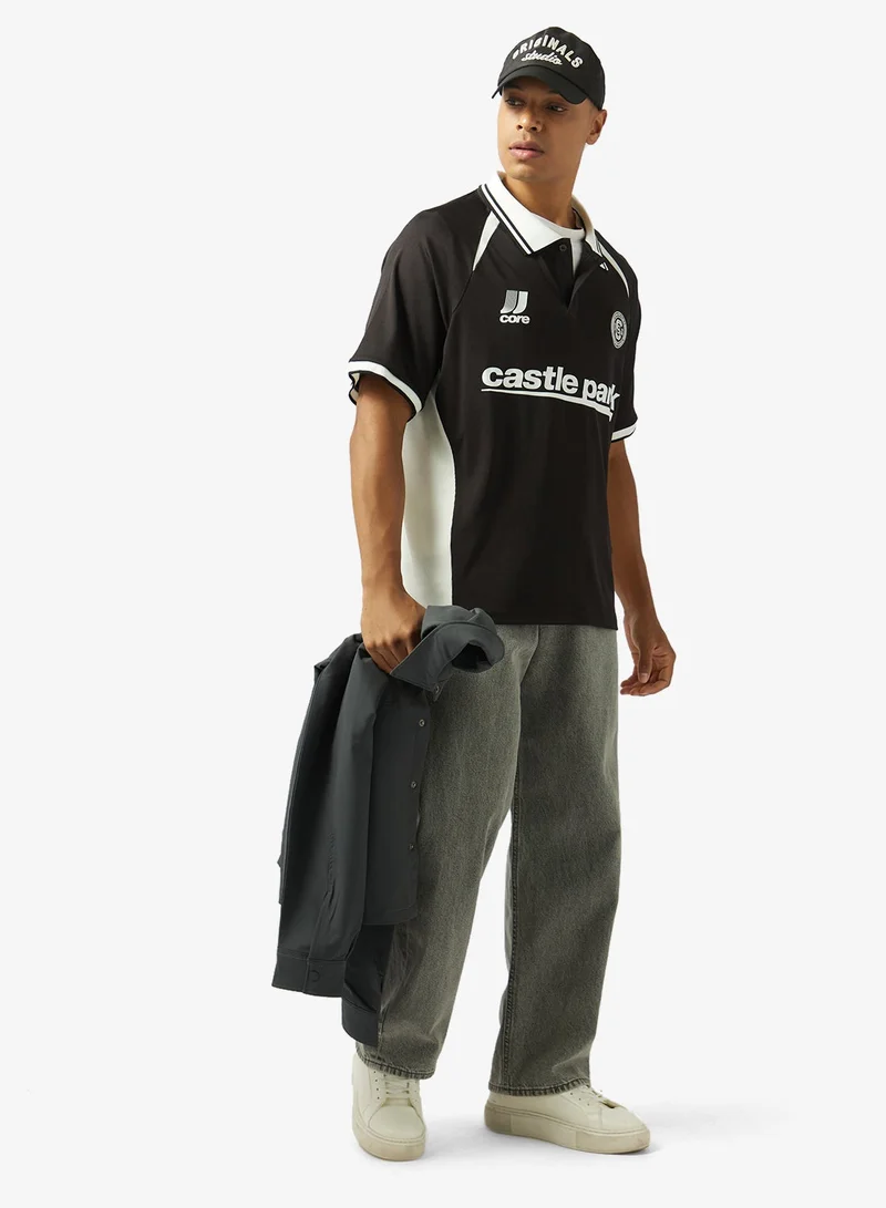 JACK & JONES Black Footall Jersey Polo for Men | Best Price UAE