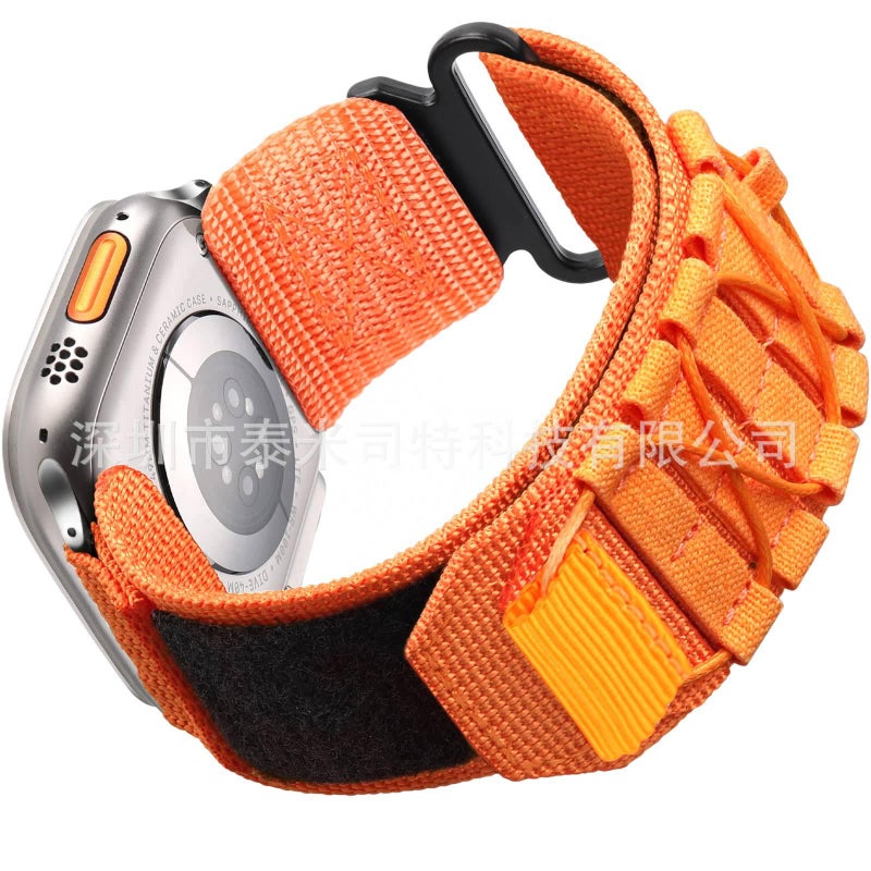 Adjustable Loop Strap Smartwatch Band Compatible with Apple Watch 38 40 41 42 44 45 49mm with Fit Replacement Strap Green Nylon - Image 4