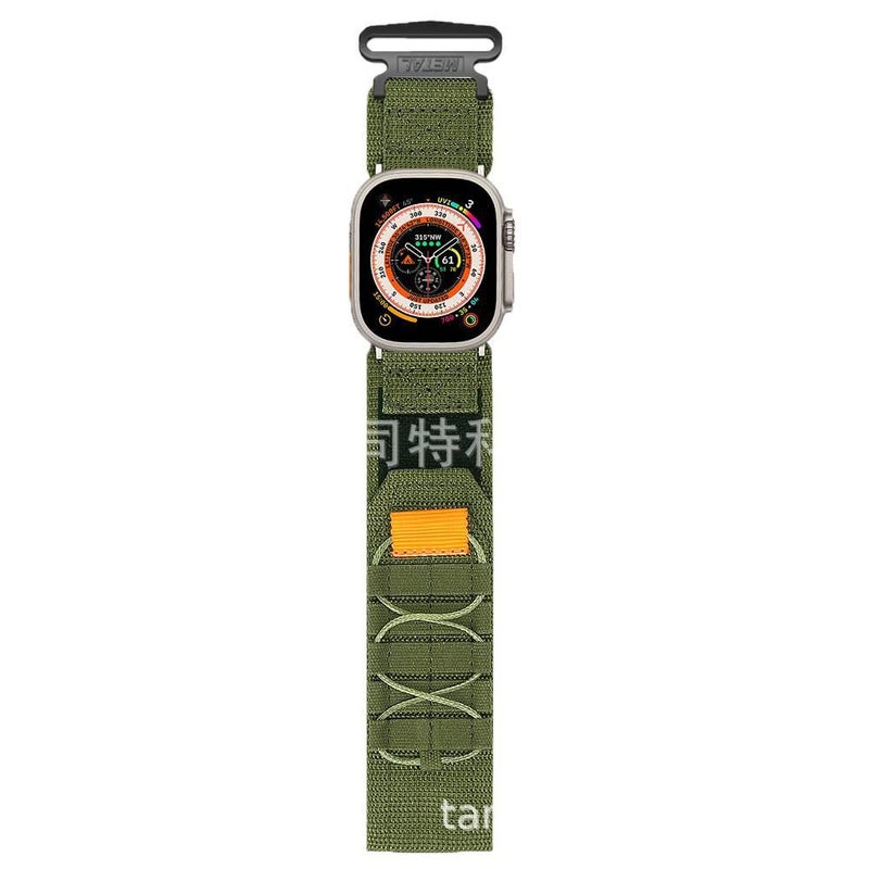 Adjustable Loop Strap Smartwatch Band Compatible with Apple Watch 38 40 41 42 44 45 49mm with Fit Replacement Strap Green Nylon - Image 1