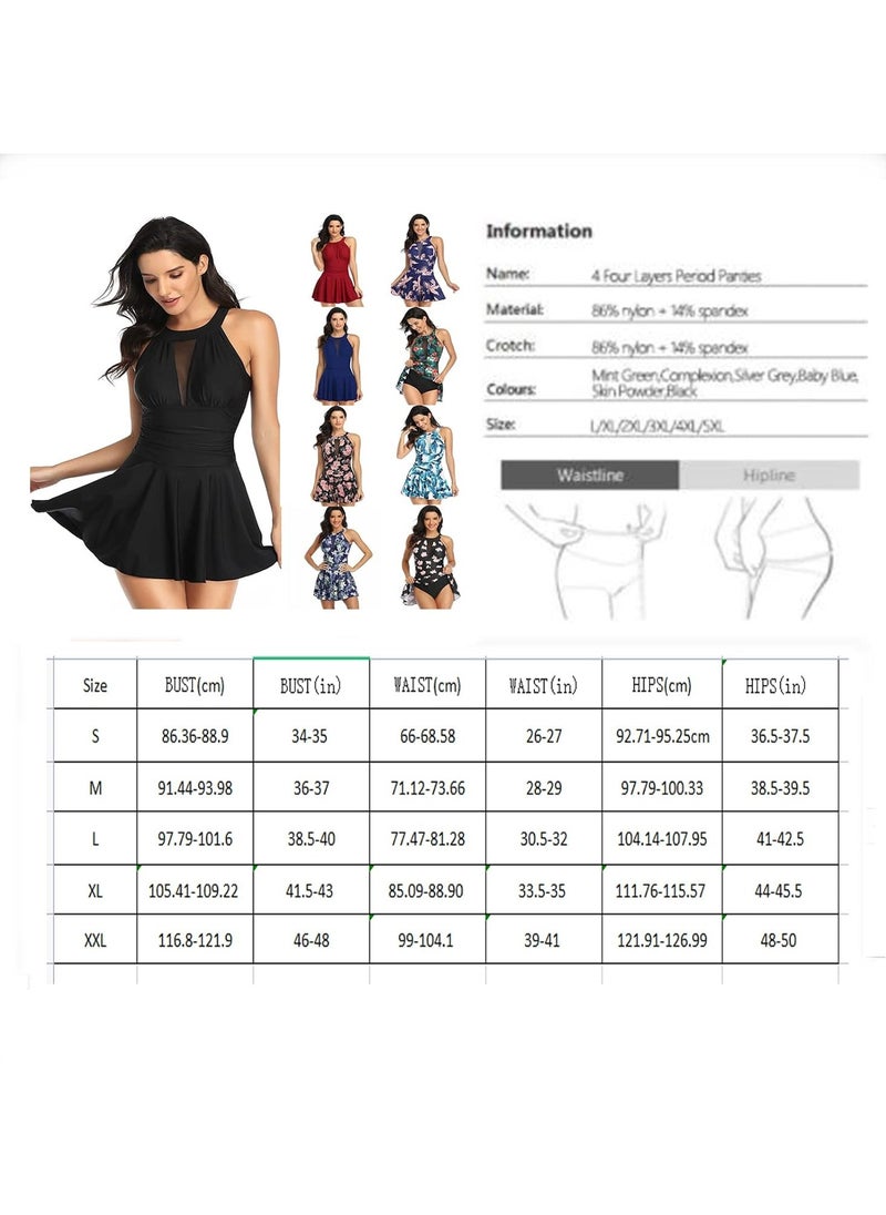 Generic - Women's One Pieces Swimsuit, Plus-Size Shaping Body Bikini, Swim Dresses, Women Swimwear, Beach Wear, with Flower Printed Pattern - Image 1