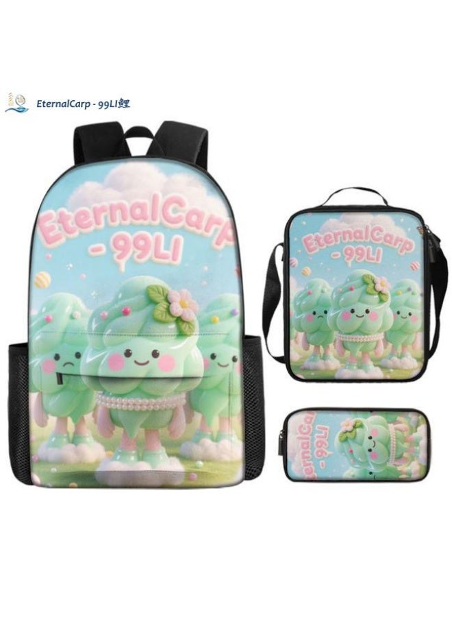 واضح من النار كتف + حقيبة يد + حقيبة قرطاسية | مجموعة حقيبة كرتون من ثلاث قطع، سهلة التعامل مع المناسبات المختلفة (الطلاب والأطفال ونزهة الأصدقاء وتسلق الجبال والذهاب إلى المدرسة وما إلى ذلك) | موسم العودة إلى المدرسة / هدايا المهرجان - 116 - Image 1