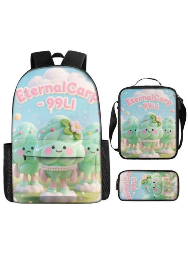 واضح من النار كتف + حقيبة يد + حقيبة قرطاسية | مجموعة حقيبة كرتون من ثلاث قطع، سهلة التعامل مع المناسبات المختلفة (الطلاب والأطفال ونزهة الأصدقاء وتسلق الجبال والذهاب إلى المدرسة وما إلى ذلك) | موسم العودة إلى المدرسة / هدايا المهرجان - 116 - Image 4