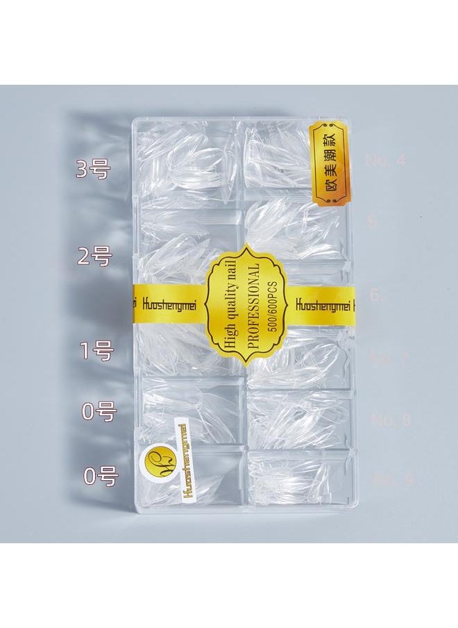 Bluejw - HSM Nail Shop High Quality Traceless Nail Pieces European And American Trendy Transparent Non-Polished Frosted Pointed Trapezoid Nail - Image 1