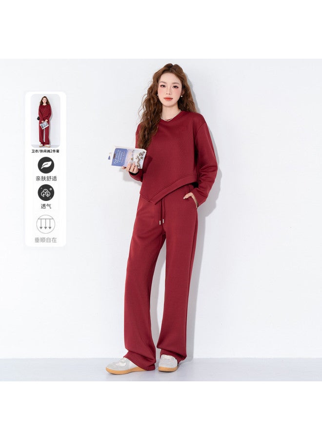 Jeanswest Women'S Two-Piece Set Autumn Winter Top And Bottom Irregular Hem Youthful Elegant Holiday Vibe Casual Outfit - Image 3