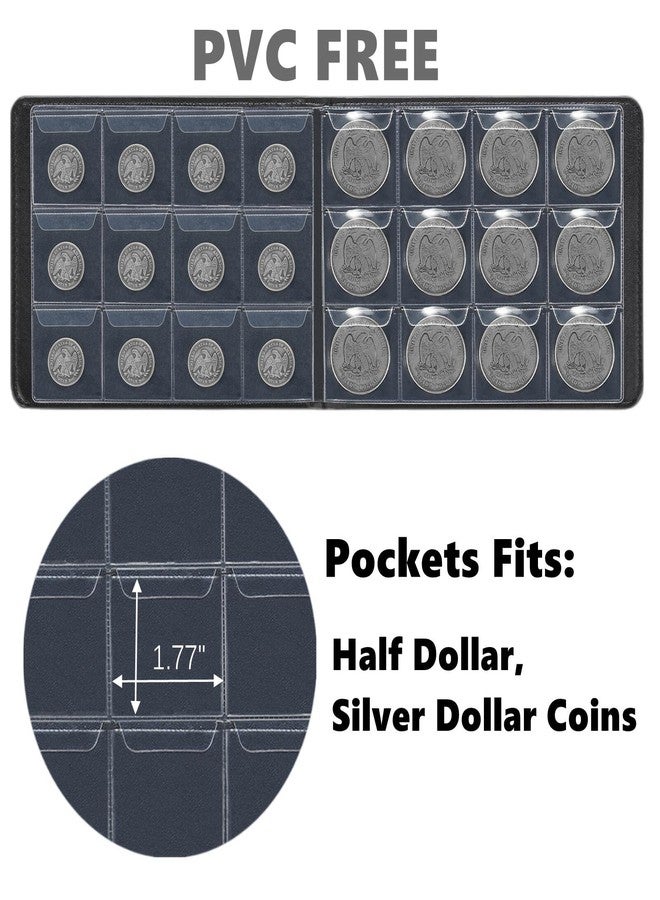 MUDOR Coin Collection Holder Book for Collectors, PVC FREE, 120 Pockets Collecting Storage Album Organizer Supplies for Half Dollar, Silver Dollar (120 Pockets) - Image 3