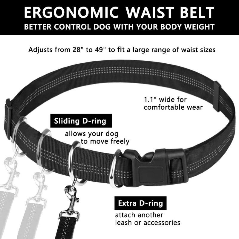 LANNEY Hands Free Dog Leash, Waist Leash for Dog Walking, Running Leash with Zipper Pouch for Medium Large Dogs, Dual Handle and Retractable Bungee Hands Free Leash for Training Jogging Hiking - Image 5