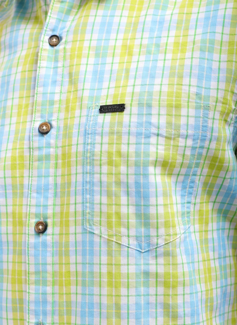 The Indian Garage Co  Men Slim Fit Checkered Half Sleeves Cutaway Collar Casual Shirt for Men | Best Price UAE
