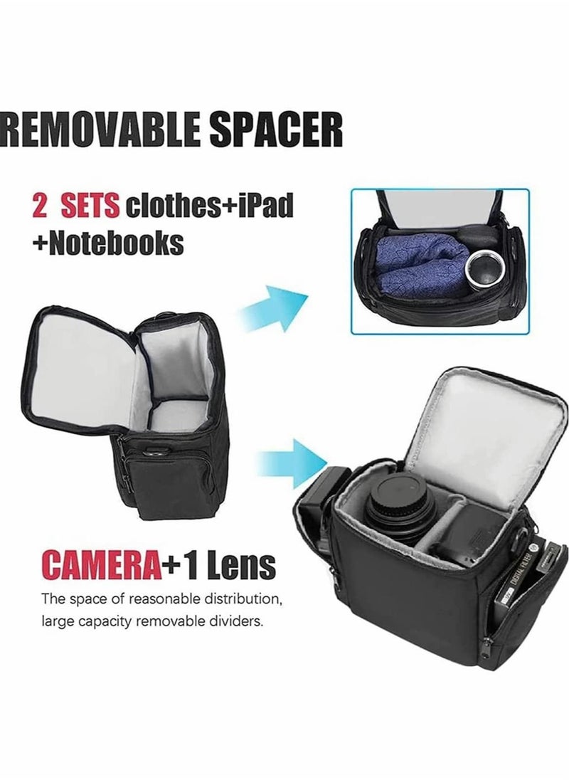 Excefore Camera Bag, Single Shoulder Crossbody Camera Case for Canon Nikon Sony Panasonic Olympus SLR DSLR Mirrorless Cameras and Lenses Waterproof Black  - Image 2