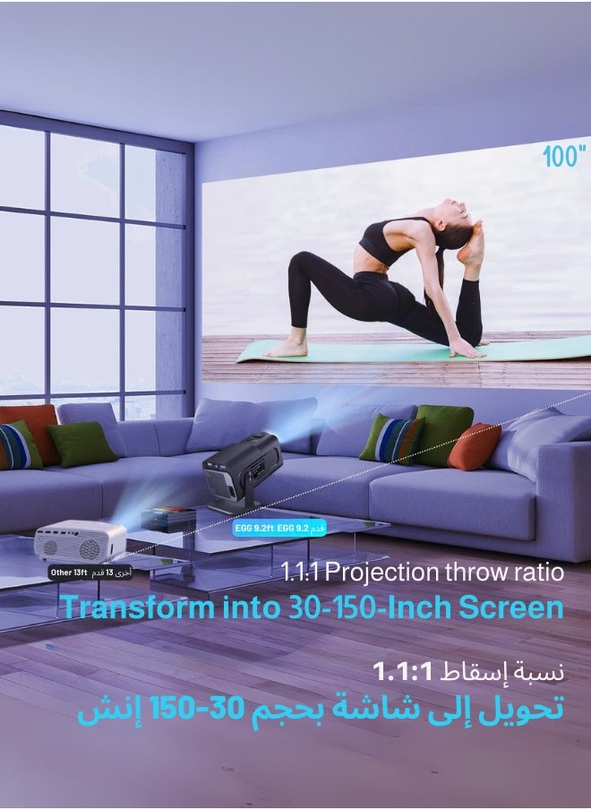 Egg - NEW Portable HD Projector - Support 4K - Smart Projector with 5G Dual-band Wifi and Bluetooth 5.0 - Mobile Home Theater - Compatible With Android/iOS/Windows/TV Stick/HDMI/USB - Image 1