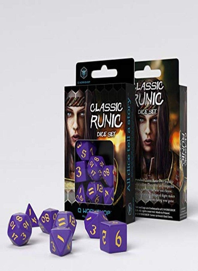 Q WORKSHOP Q-Workshop Classic Runic Purple & Yellow Dice Set (7) - Image 1