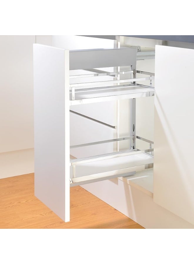 eurocliq Stainless Steel Pull Out Seasoning Basket, Soft Close Slide Cabinet Organizer Sliding Shelf for Kitchen Spice Storage Rack  - Image 1
