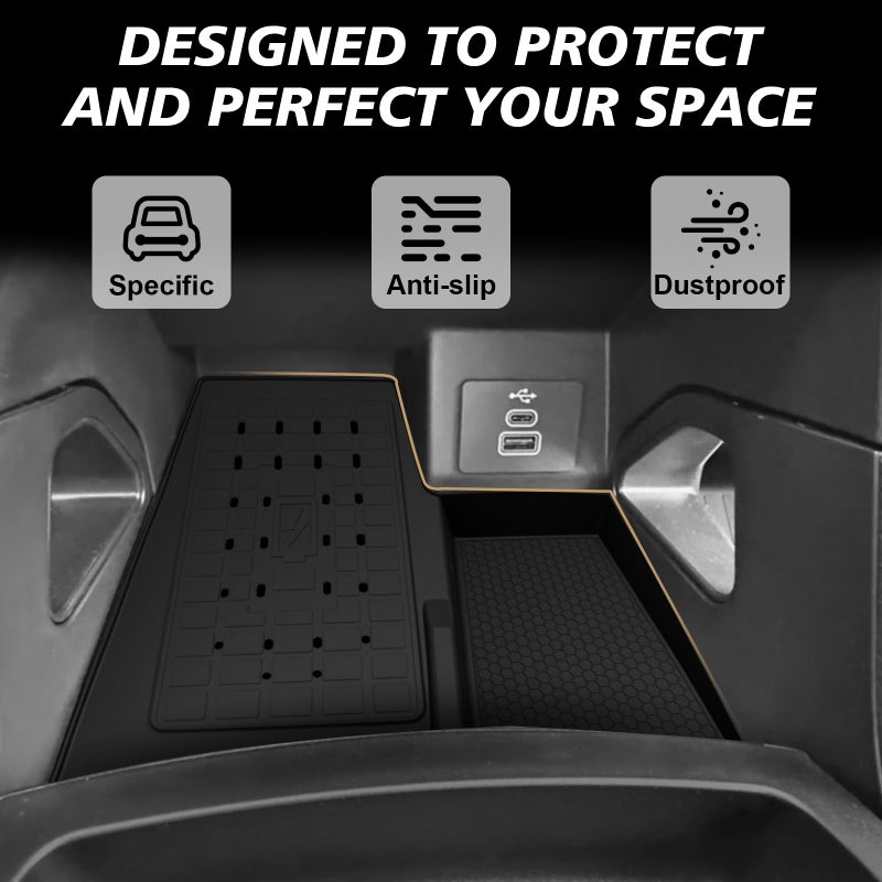 Muslogy Center Console Inserts Compatible with Ford Ranger 2024 2025 2026 Accessories, Center Console Wireless Charger Protective Mat Liner Anti-Slip Phone Charge Area Charging Protection - Image 4