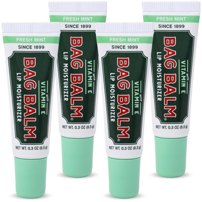 Bag Balm بلسم الشفاه الأصلي من فيرمونت خالي من العطر مع فيتامين E | عبوة من 4 أنابيب 0.3 أونصة - Image 1