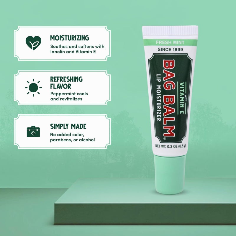 Bag Balm بلسم الشفاه الأصلي من فيرمونت خالي من العطر مع فيتامين E | عبوة من 4 أنابيب 0.3 أونصة - Image 3