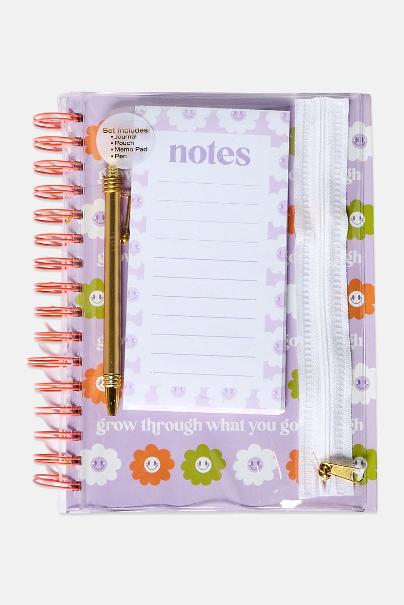 Paperbuzz Grow Throgh What You Go Through Journal Set, Lavender - Image 1