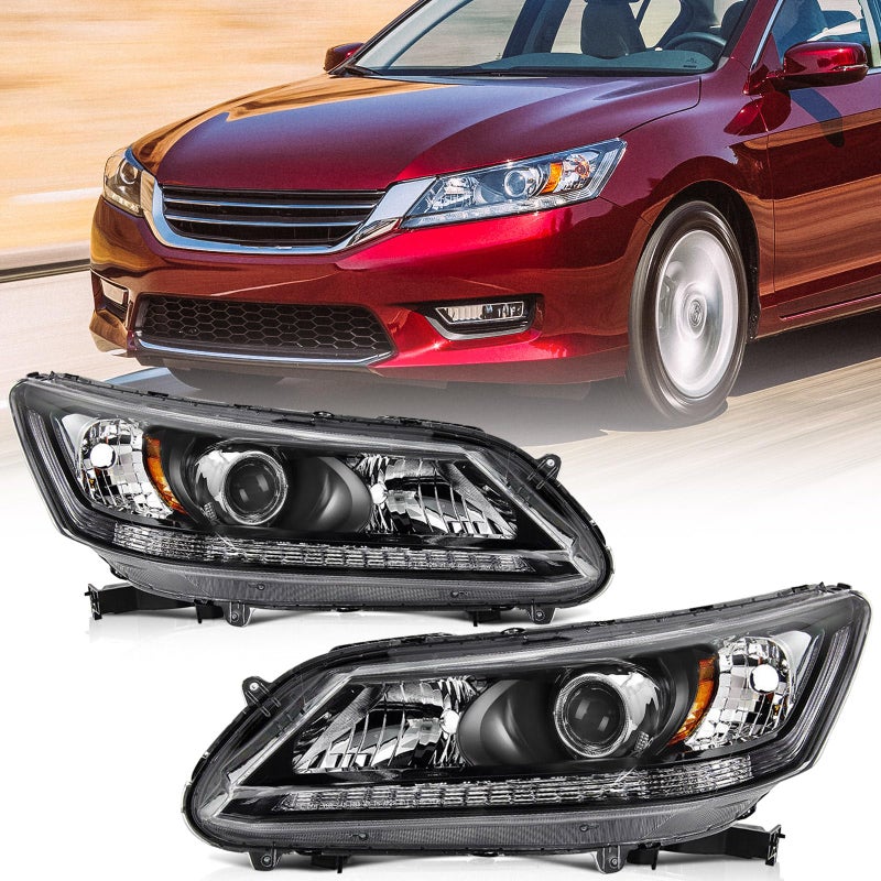Huray Headlights Assembly for Honda Accord 20132015 Only for Halogen Type OE Headlamp Replacement Driver and Passenger Side